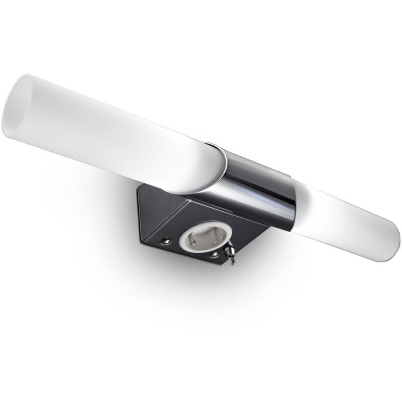 foto del prodotto b.k.licht mithra, luce led da specchio, lampada da muro per bagno con 2 lampadine e14 incluse, luce calda 3000k, 2x470lm, corpo metallo cromato e