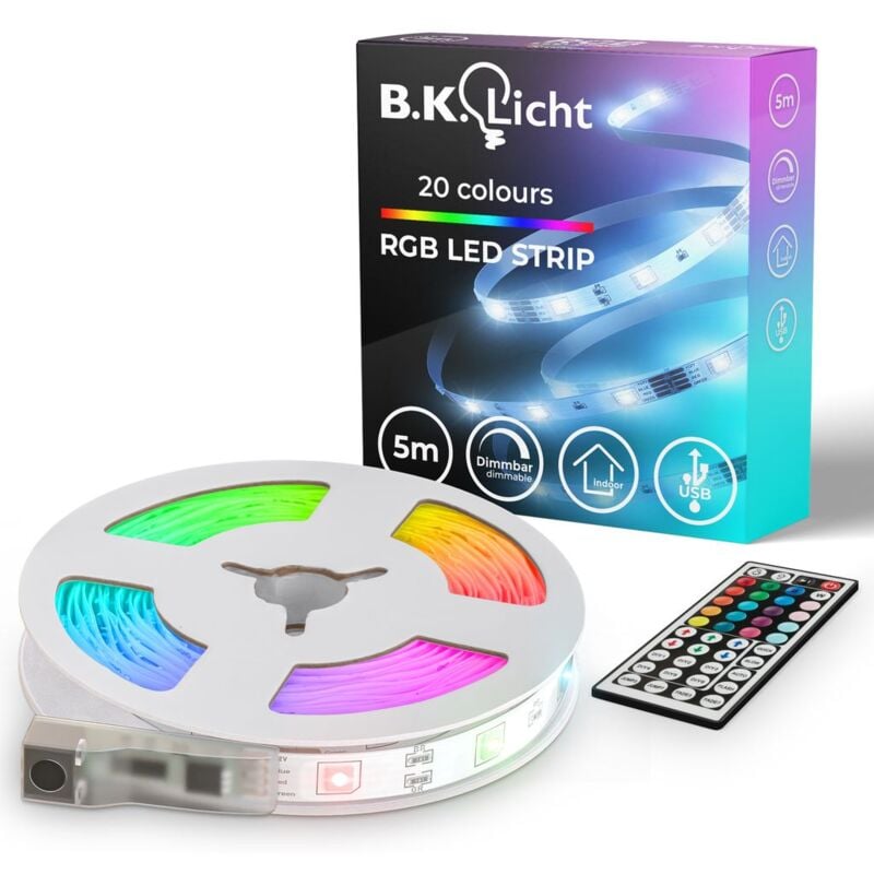 foto del prodotto b.k.licht nastro led rgb 5m 150xrgb led 0,04w, incl. usb