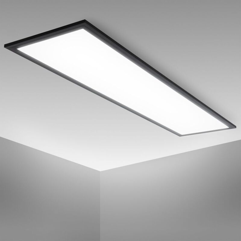 foto del prodotto b.k.licht pannello led, 1 metro, luce bianca neutra 4.000k, 22w, 2.200lm, plafoniera con cornice nera, 1000x250x65mm