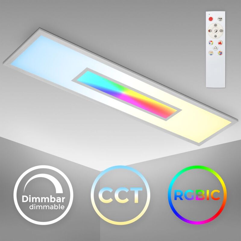 foto del prodotto b.k.licht pannello led da soffitto dimmerabile 100x25 cm lampada da soffitto piatta 65 mm 24 w 2200 lm rgb cct 3000 6500 k lampada da soffitto