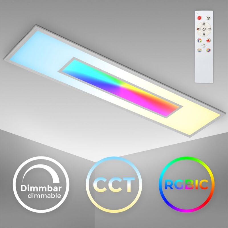 foto del prodotto b.k.licht pannello led da soffitto dimmerabile 119,5x29,5 cm lampada da soffitto piatta 65 mm 32,5 w 3400 lm rgb cct 3000 6500k lampada da