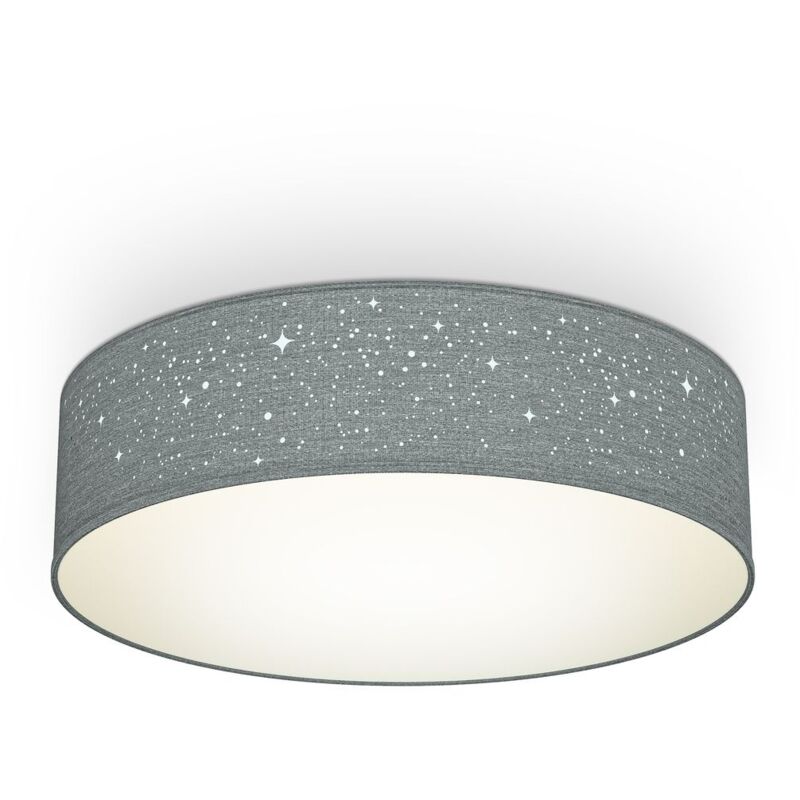 foto del prodotto b.k.licht plafoniera in tessuto grigio con effetto a stelline, attacco per 2 lampadine e27 non incluse, lampada da soffitto rotonda diametro 38cm,