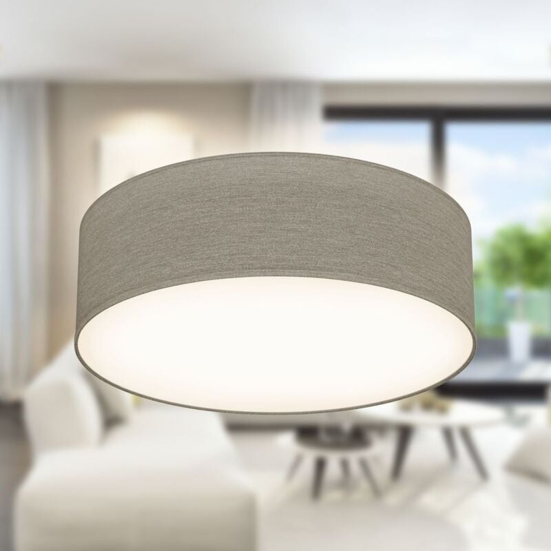 foto del prodotto b.k.licht plafoniera in tessuto, lampada da soffitto diametro 30cm color grigio talpa, attacco per lampadina e27 non inclusa, lampadario moderno