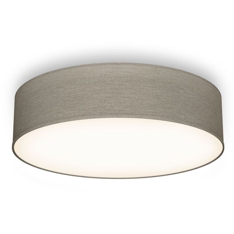 foto del prodotto b.k.licht plafoniera in tessuto, lampada da soffitto diametro 38cm, color grigio talpa, attacco per 2 lampadine e27 non incluse, lampadario moderno