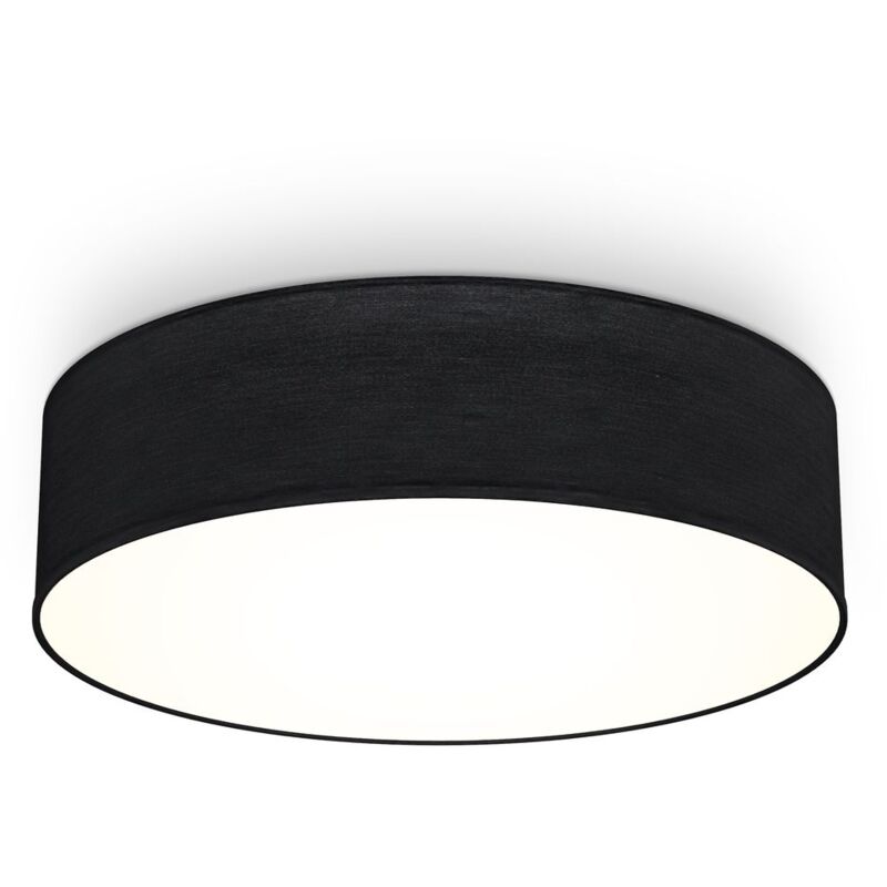 foto del prodotto b.k.licht plafoniera in tessuto nero, attacco per 2 lampadine e27 non incluse, lampada da soffitto diametro 38cm, lampadario moderno per salotto o