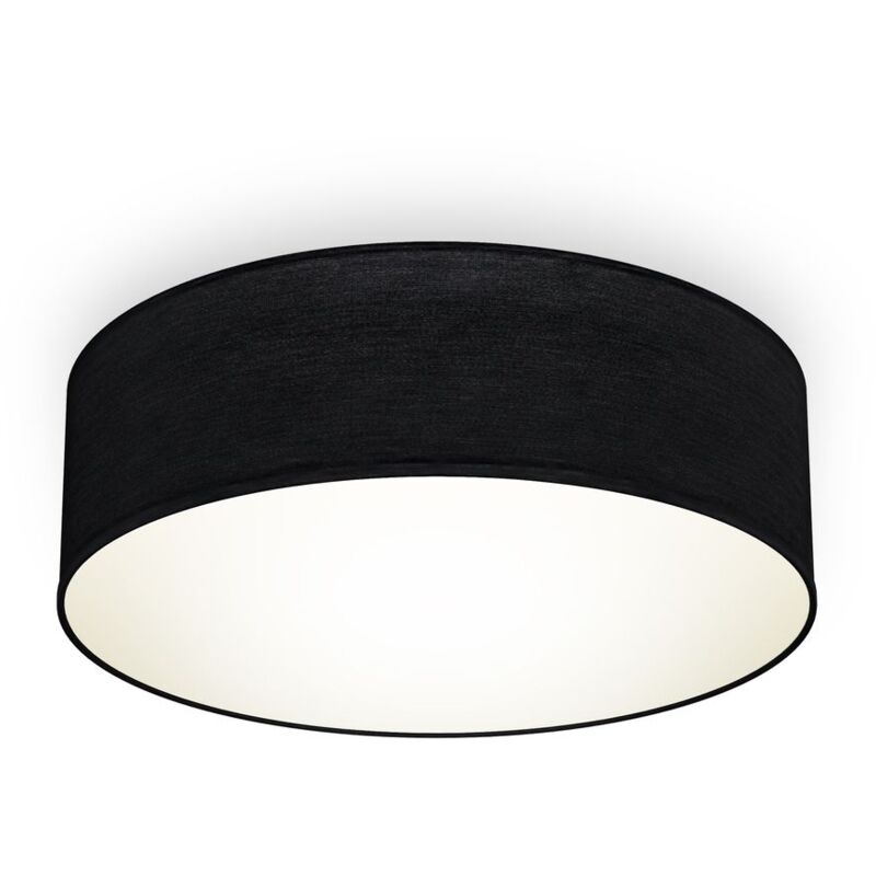 foto del prodotto b.k.licht plafoniera in tessuto nero, attacco per lampadina e27 non inclusa, lampada da soffitto diametro 30cm, lampadario moderno per salotto o