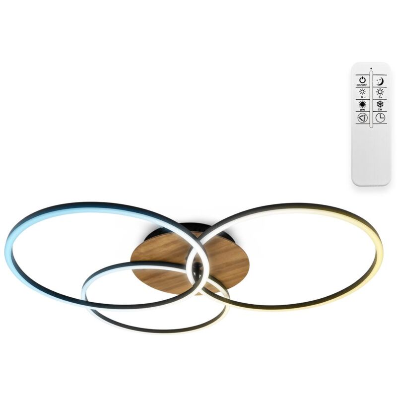 foto del prodotto b.k.licht plafoniera led 40w dimmerabile, cct luce da calda a fredda, 2 cerchi orientabili, telecomando, lampadario frame con funzione memoria,