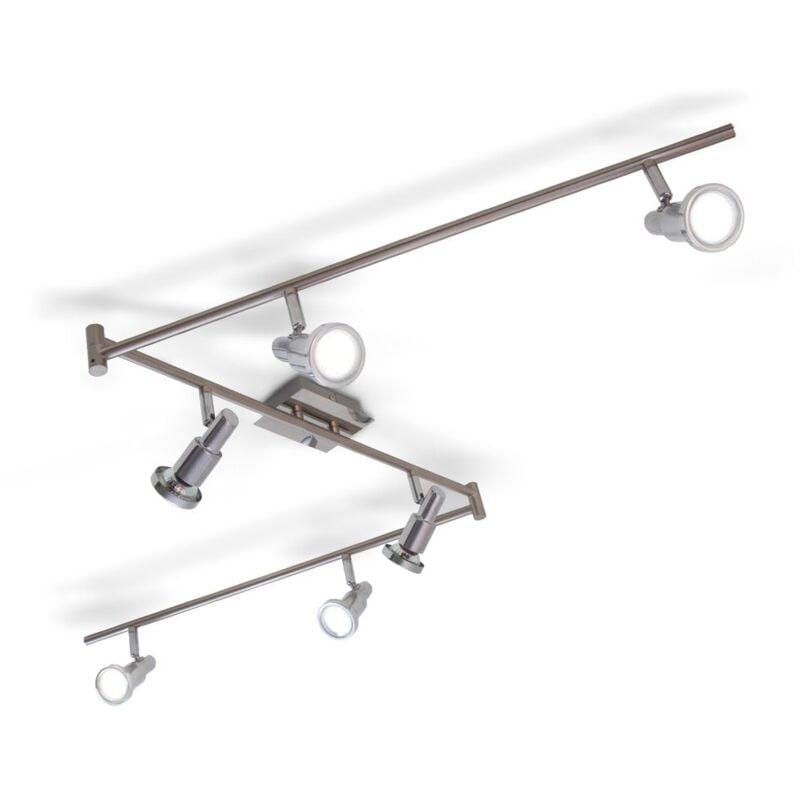 foto del prodotto b.k.licht plafoniera led con faretti orientabili, include 6 lampadine gu10 da 5w 400lm, luce calda 3000k lampadario moderno in metallo, lampada da