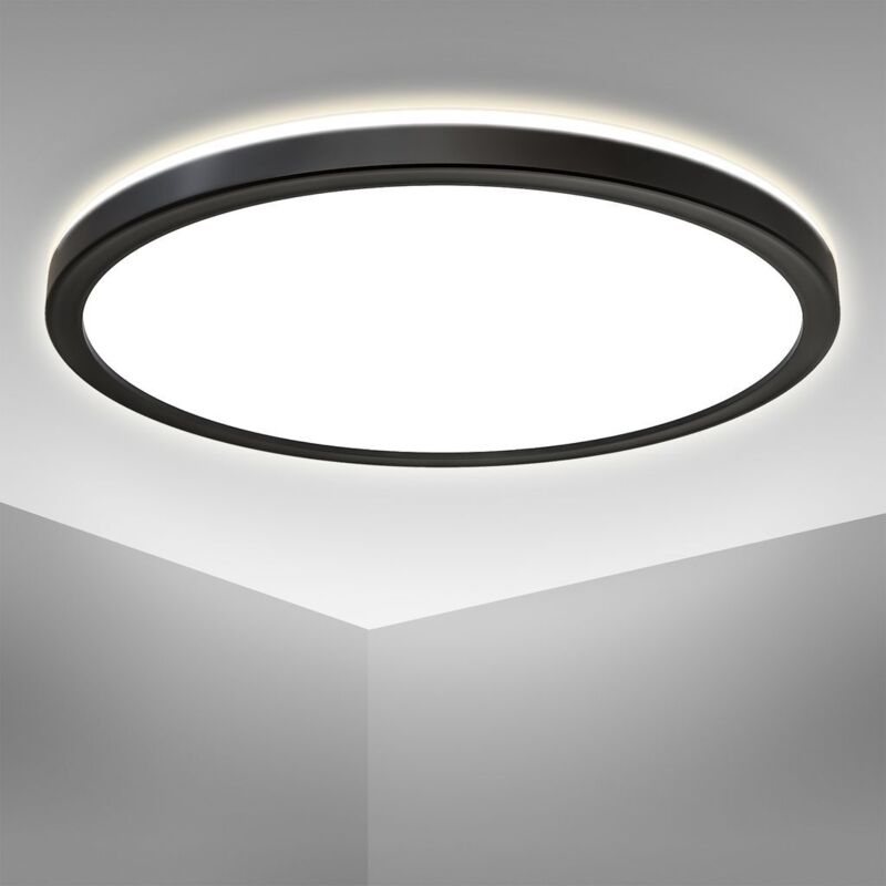 foto del prodotto b.k.licht plafoniera led con illuminazione indiretta, ultra piatta 2,8cm, led integrati 18w, 2400lm, luce bianca naturale 4000k, 29cm, lampada da
