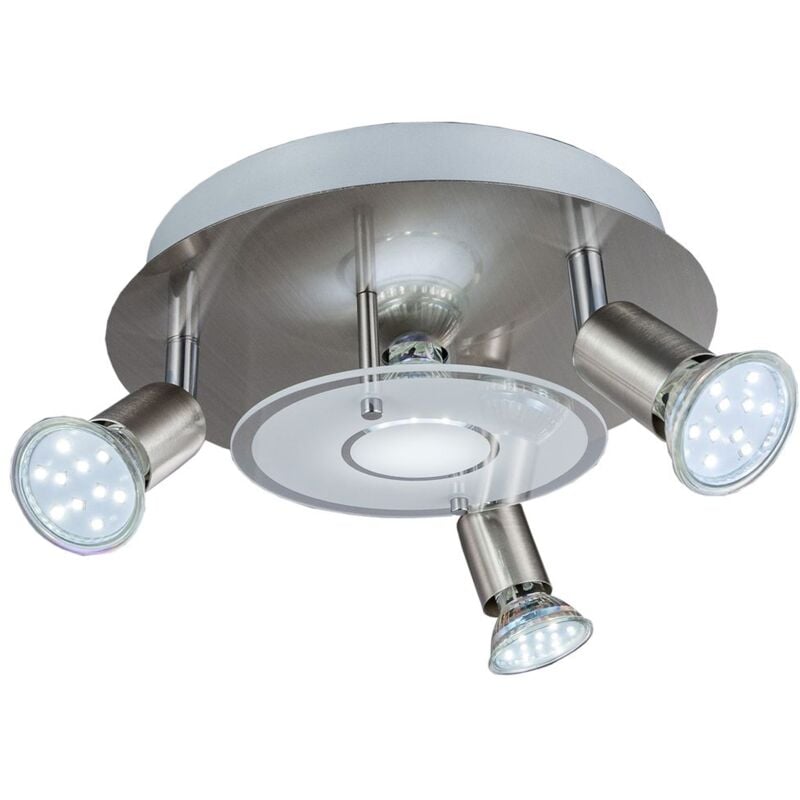 foto del prodotto b.k.licht plafoniera led da soffitto, include 4 lampadine gu10 3w luce calda, 25cm, 1 faretto fisso 3 inclinabili, lampada moderna per