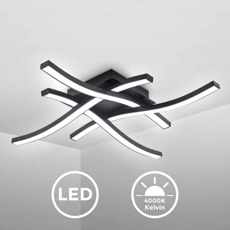foto del prodotto b.k.licht plafoniera led da soffitto, include 4 lampadine gu10 da 3w 250 lumen, luce calda 3000k, lampada moderna da soffitto, lampadario quadrato