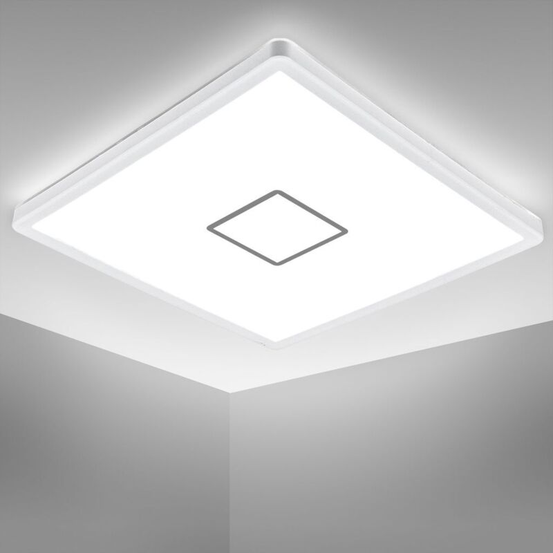 foto del prodotto b.k.licht - plafoniera led ultra sottile, luce bianca naturale 4000k, 2400 lm, led integrati 18w, alta 2.8cm, quadrata lato 29.3cm, lampada da soffitto per cucina o sala da pranzo, plastica, ip20, 230v