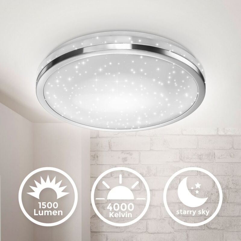 foto del prodotto b.k.licht plafoniera led variant con decoro a stella, cromo, led