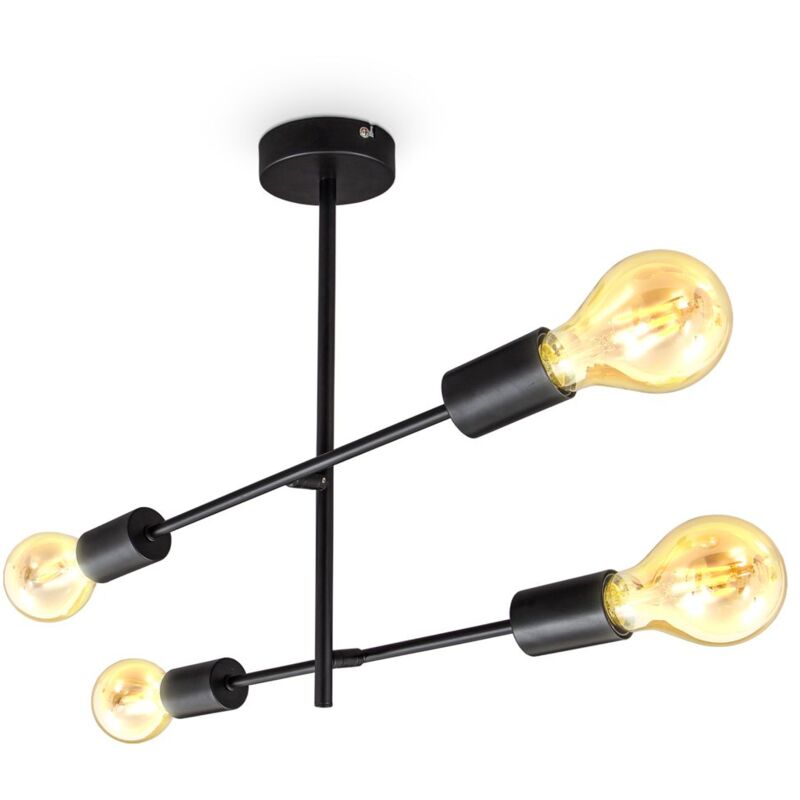 foto del prodotto b.k.licht plafoniera orientabile i plafoniera retr i 4 fiamme i e27 i metallo i nero opaco i senza lampadina max. 60watt