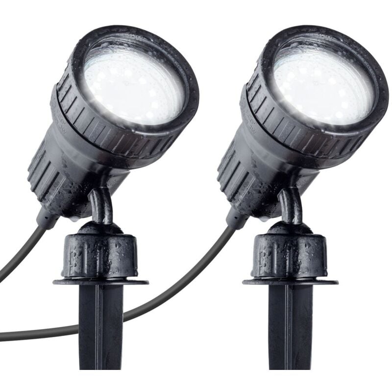 foto del prodotto b.k.licht set da 2 faretti led per esterni, luci da giardino orientabili, illuminazione da giardino con picchetto o luci da parete, colore nero,