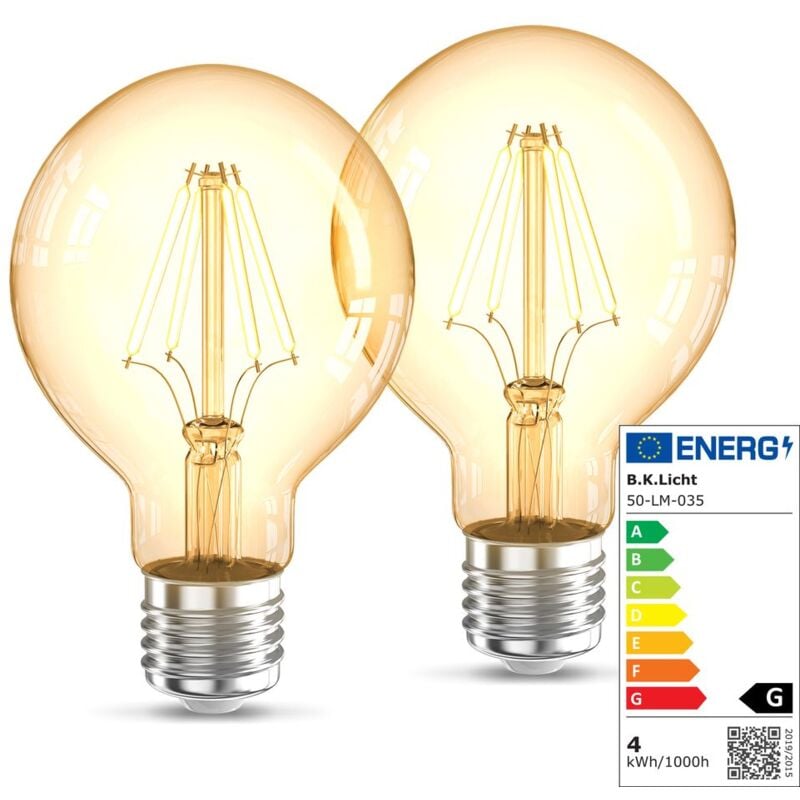 foto del prodotto b.k.licht set di 2 g80 edison lampadina d epoca i e27 4w 2200k 320lm i bianco caldo i lampadina a led i lampadina a led i lampadina retr i