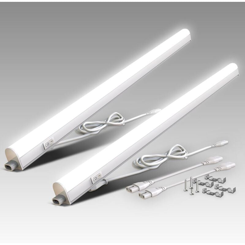 foto del prodotto b.k.licht set di 2 lampade sottopensili cucina led, luce bianca naturale 4000k, led integrati da 15w, lunghezza 87.3 cm, interruttore on off,