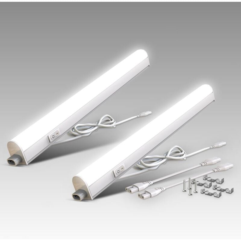 foto del prodotto b.k.licht set di 2 lampade sottopensili cucina led, luce bianca naturale 4000k, led integrati da 4w, lunghezza 31.3 cm, interruttore on off,