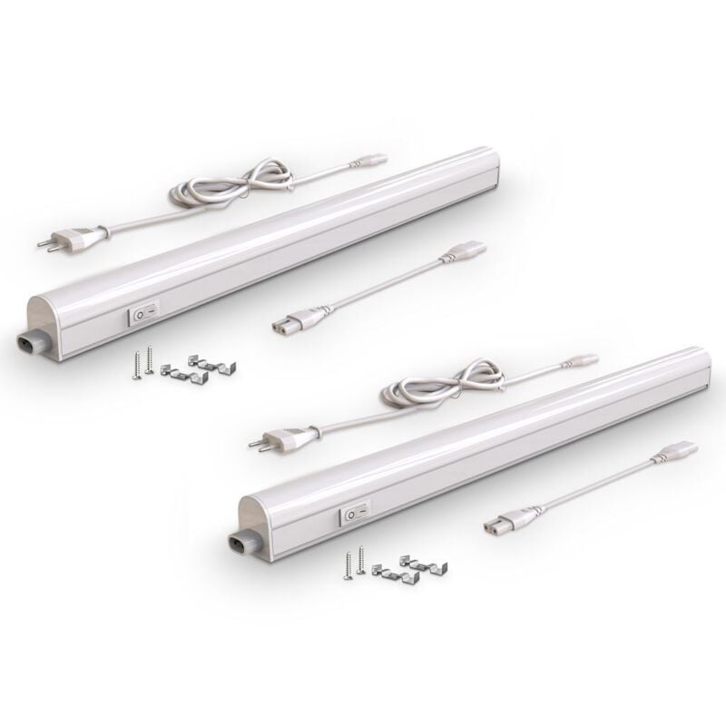 foto del prodotto b.k.licht set di 2 lampade sottopensili cucina led, luce bianca naturale 4000k, led integrati da 8w, lunghezza 57.3 cm, interruttore on off,