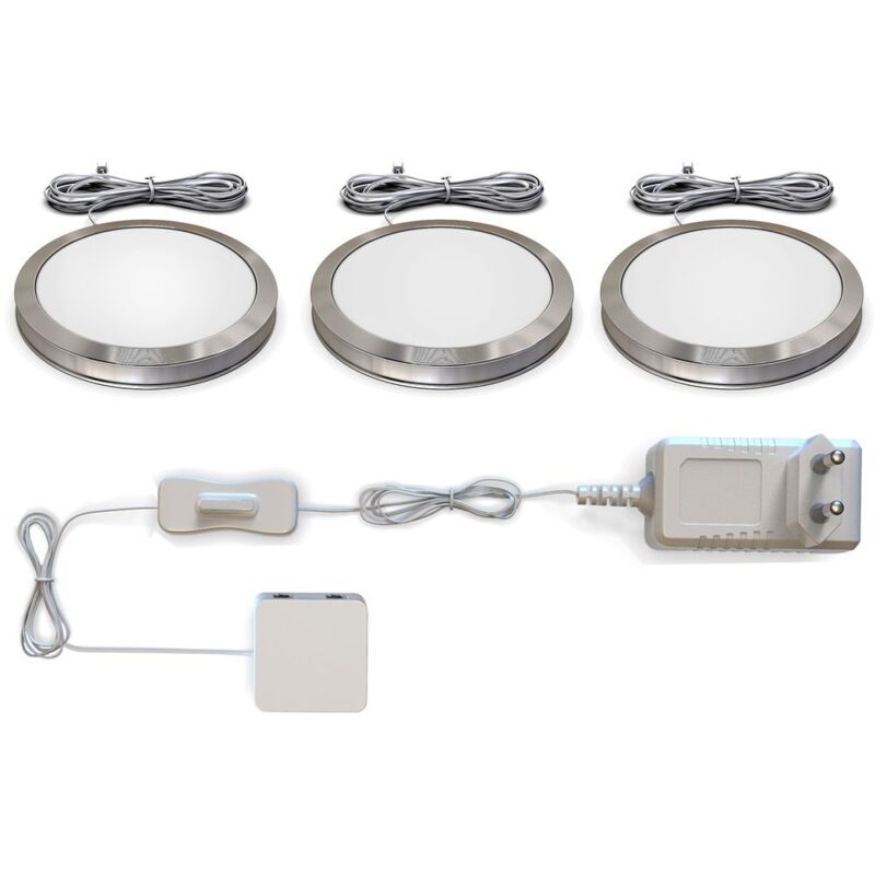foto del prodotto b.k.licht set di 3 luci da incasso led, kit completo luci sottopensili o per armadi, lampade led da cucina o per illuminazione vetrine, include