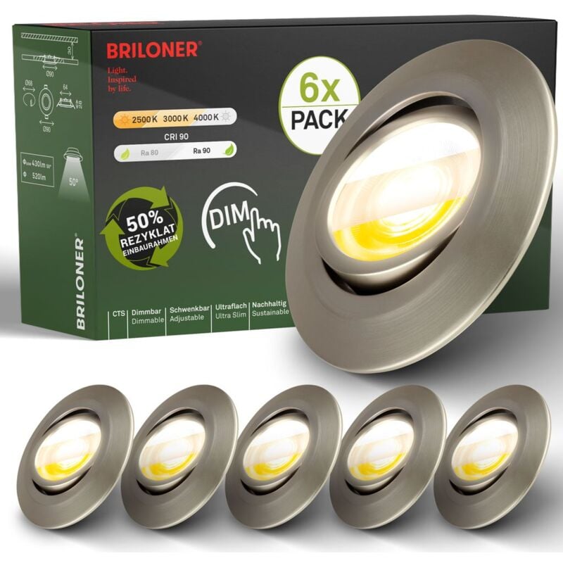 foto del prodotto b.k.licht set di 6 faretti led da incasso led faretti da incasso orientabili dimmerabili ra90