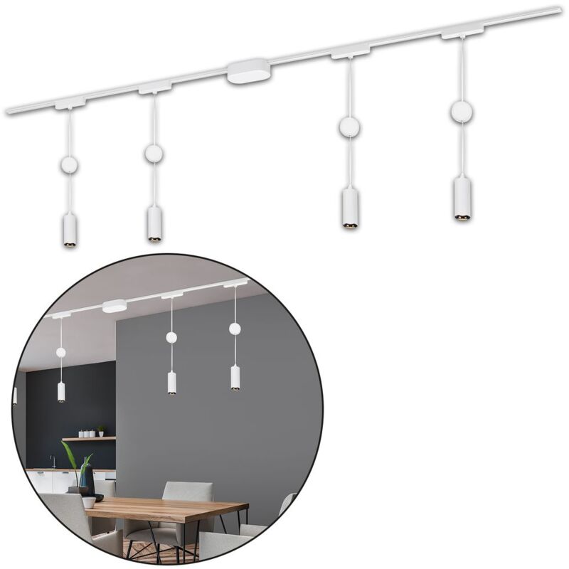 foto del prodotto b.k.licht sistema di binari briloner luxtrail, set completo, 4x led a sospensione, bianco
