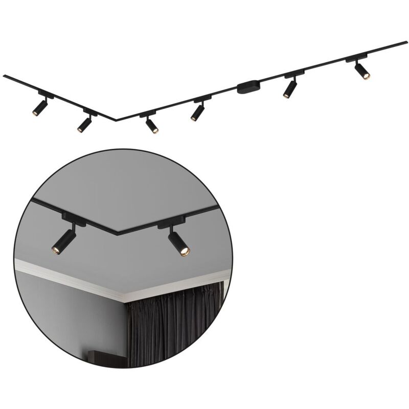 foto del prodotto b.k.licht sistema di binari briloner luxtrail, set completo, 6x faretti led, a l, nero