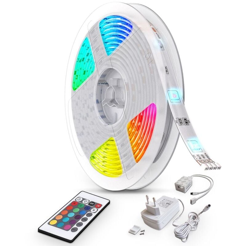 foto del prodotto b.k.licht striscia led di 10 metri, nastro luminoso con cambiamento di colore regolabile da telecomando, striscia luminosa autoadesiva e