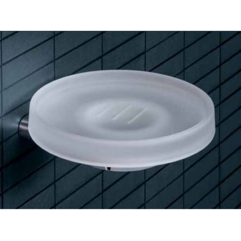 foto del prodotto b4001 portasapone vetro acidato cromato serie mini codice prod b40010cr van colombo design