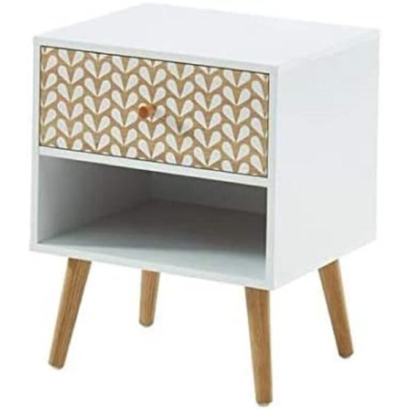foto del prodotto ba ta comodino capucine bianco e effetto rovere, 40 cm