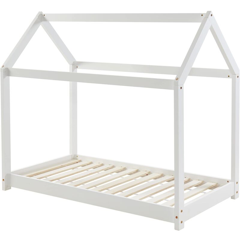 foto del prodotto ba ta letto per bambini, capanna tiny pino bianco, 70 x 140 cm, rete inclusa
