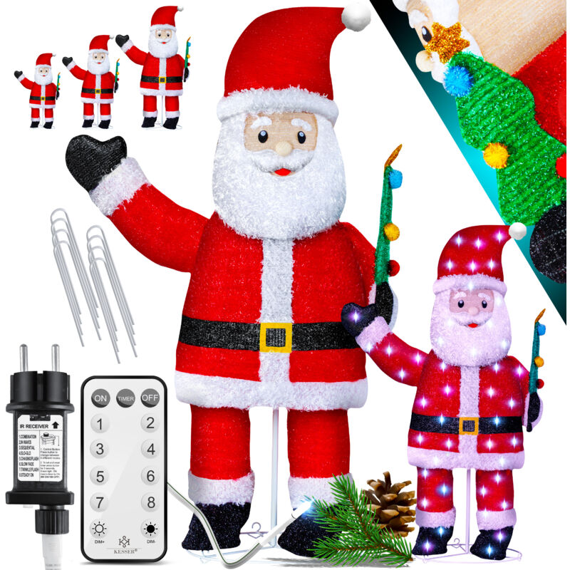 foto del prodotto babbo natale a led con telecomando con 8 modalit di funzionamento timer colorato 24h figura natalizia illuminata decorazione natalizia per interni