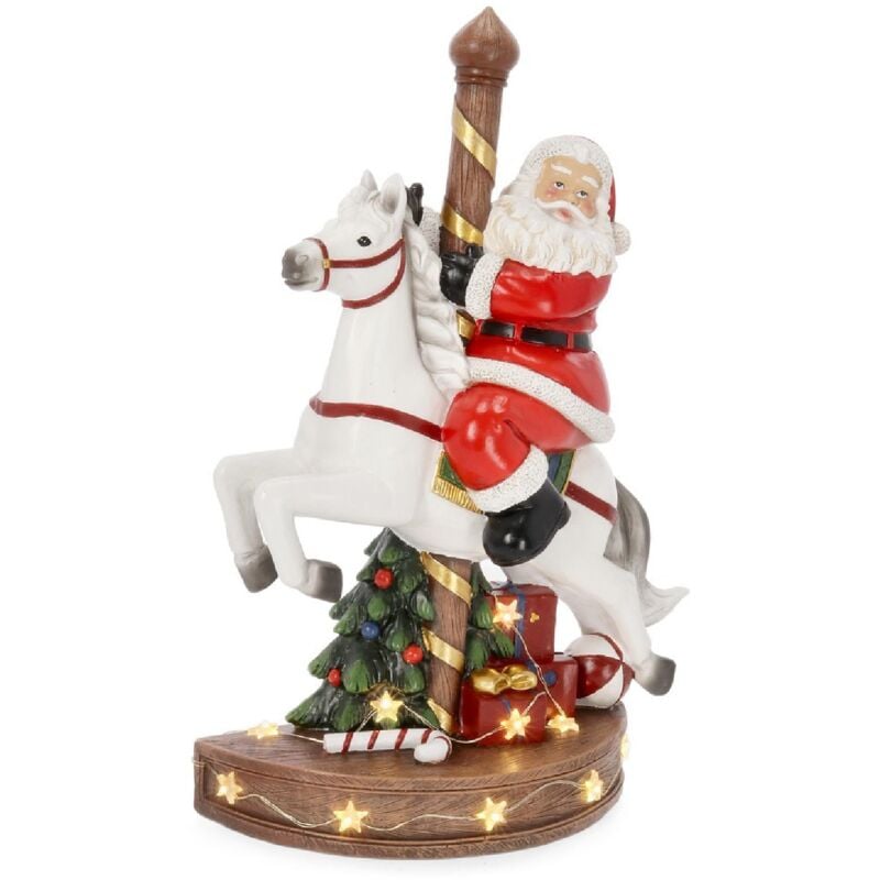 foto del prodotto babbo natale adley in poliresina per decorazioni natalizie con cavallo