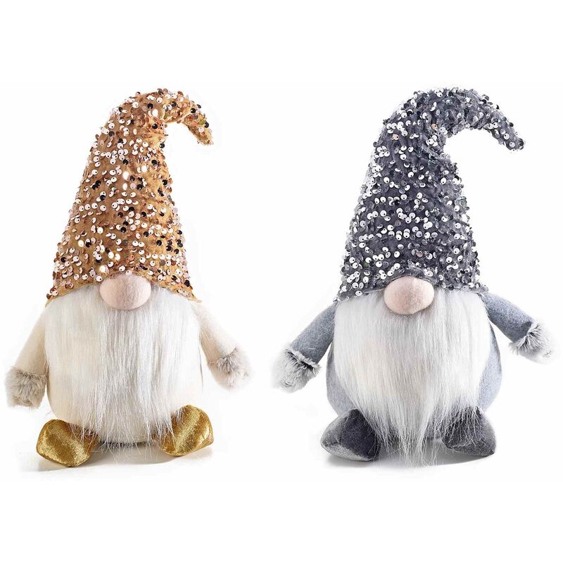 foto del prodotto babbo natale con cappello con paillettes set 2 pupazzi natalizi da appoggiare decorazione natalizia per la casa