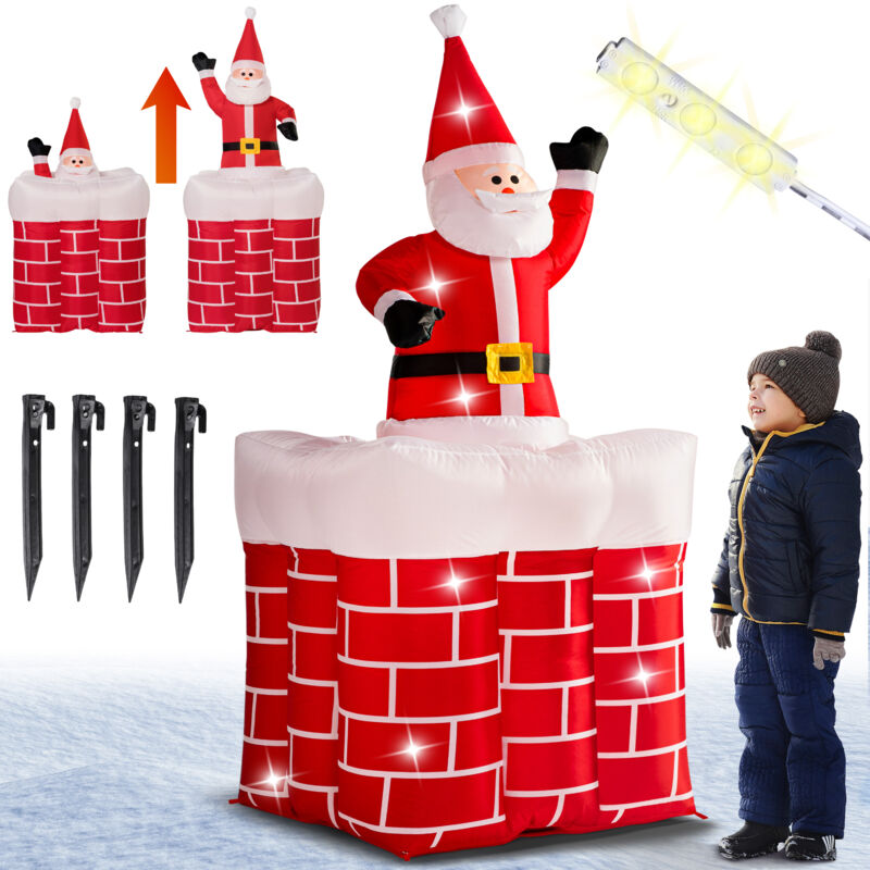 foto del prodotto babbo natale gonfiabile grande 178cm salta dal camino illuminazione led natale regalo decorazione monzana