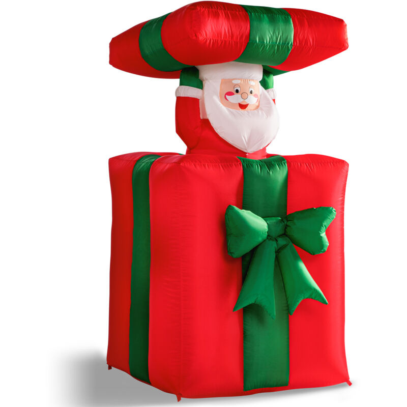 foto del prodotto babbo natale gonfiabile nel pacco regalo con led 152cm incl. pompa elettrica regalo decorazione santa claus monzana