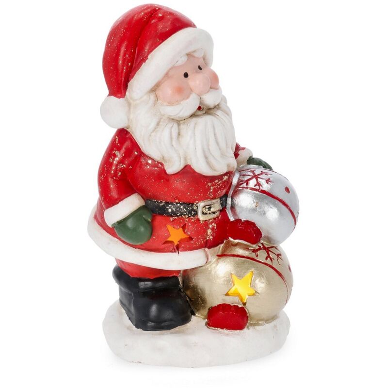 foto del prodotto babbo natale statuetta in ceramica con luci led per decorazione natalizia classic