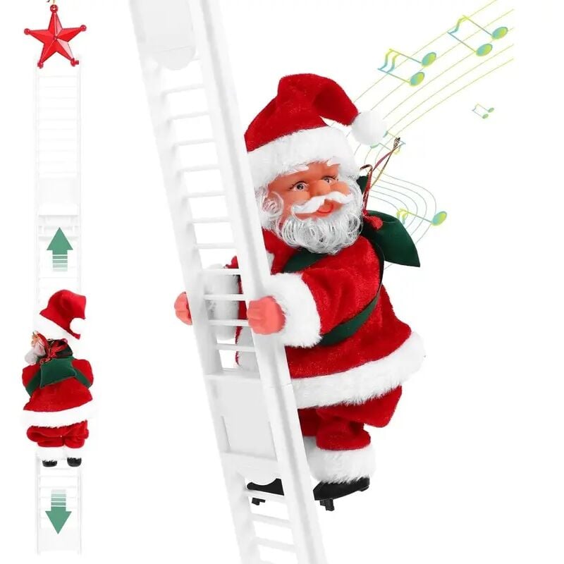 foto del prodotto babbo natale su scala elettrica babbo natale si arrampica babbo natale che si arrampica sulla scala decorazione di babbo natale babbo natale che si