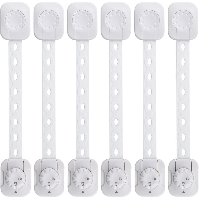foto del prodotto baby safety lock upgrade , 6 pack child baby cabinet safety latch for drawers, fridge white, no tools needed .