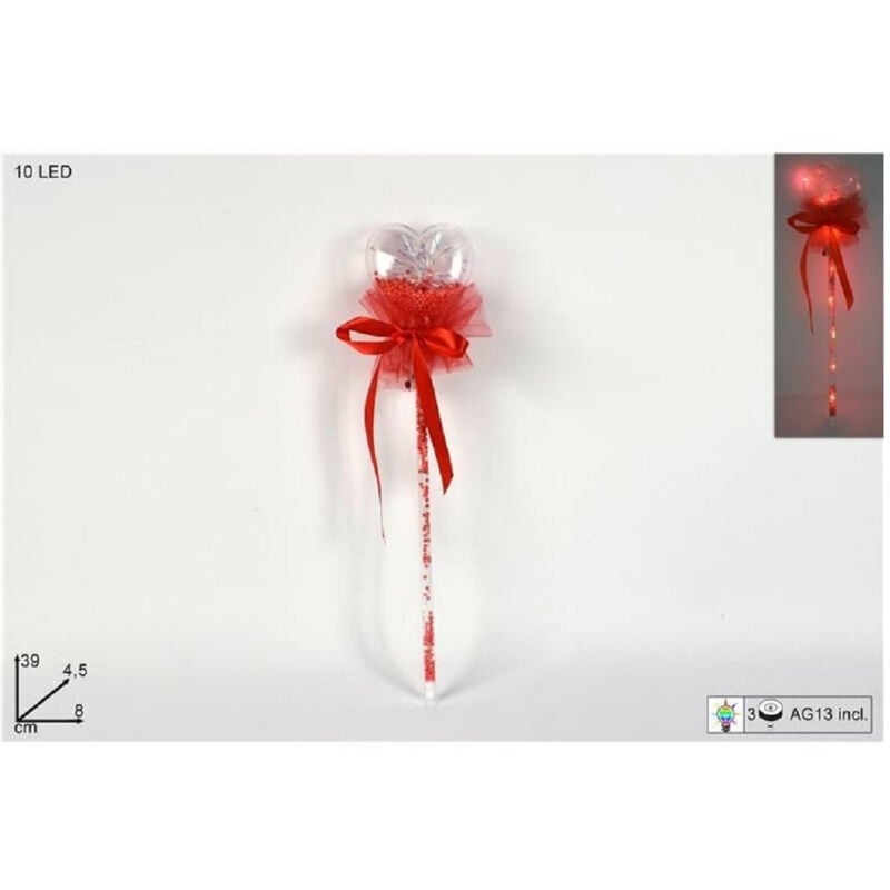 foto del prodotto bacchetta luminosa 10 led rossi con cuore fiocco perfetto per decorare regalare - - trade shop traesio