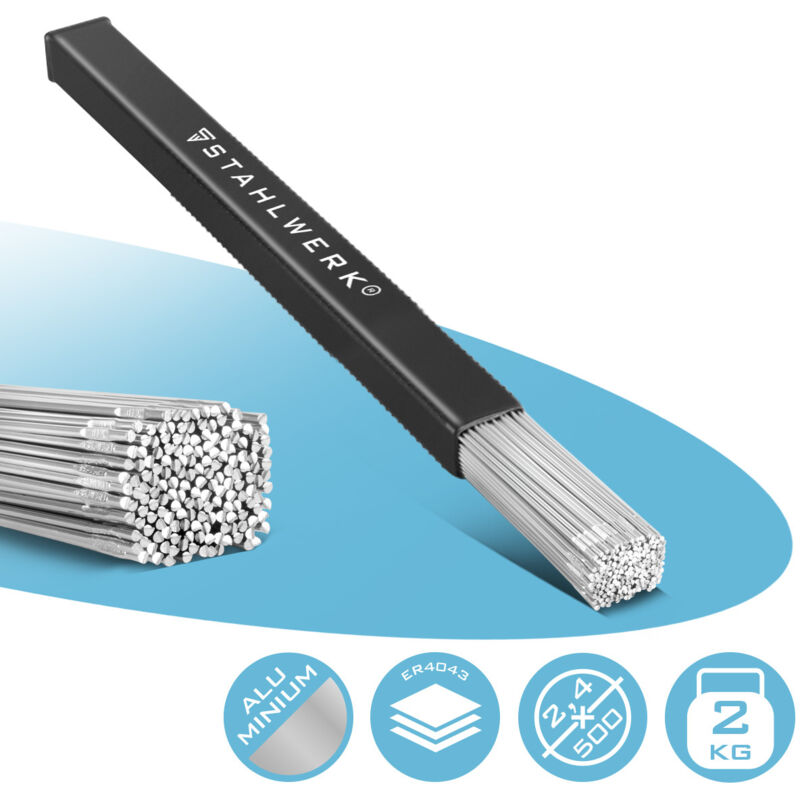 foto del prodotto bacchette per saldatura er4043si5 alluminio altamente legato 2,4 mm x 500 mm 2 kg stahlwerk