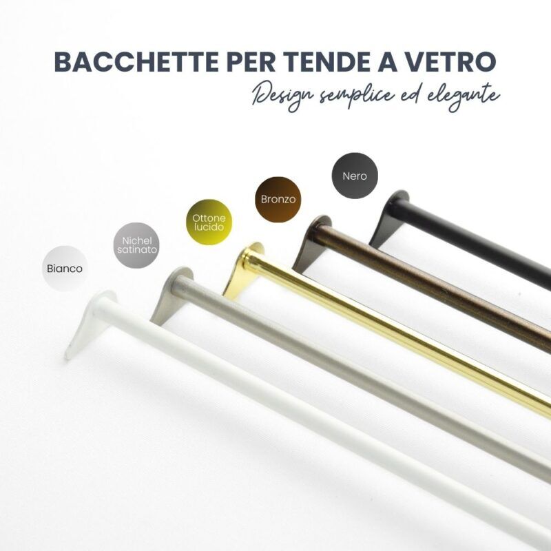 foto del prodotto bacchette tende pressione 1 coppia bacchetta a molla estensibile tende senza forare in ferro colore bianco misura 40 53cm astine per tende a