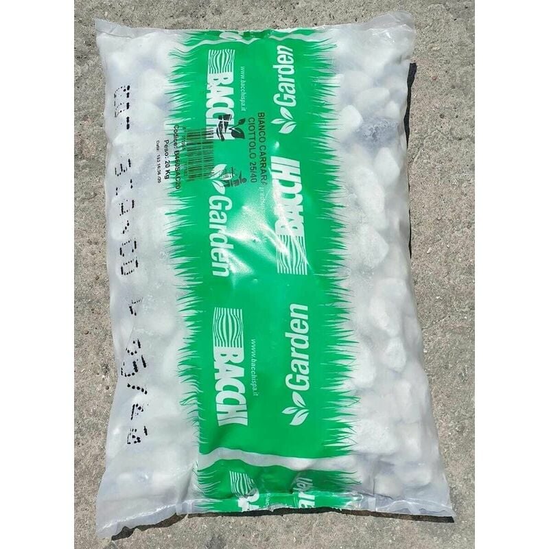 foto del prodotto bacchi ciottoli marmo bianco carrara d 25 40 mm per aiuole e giardini kg20