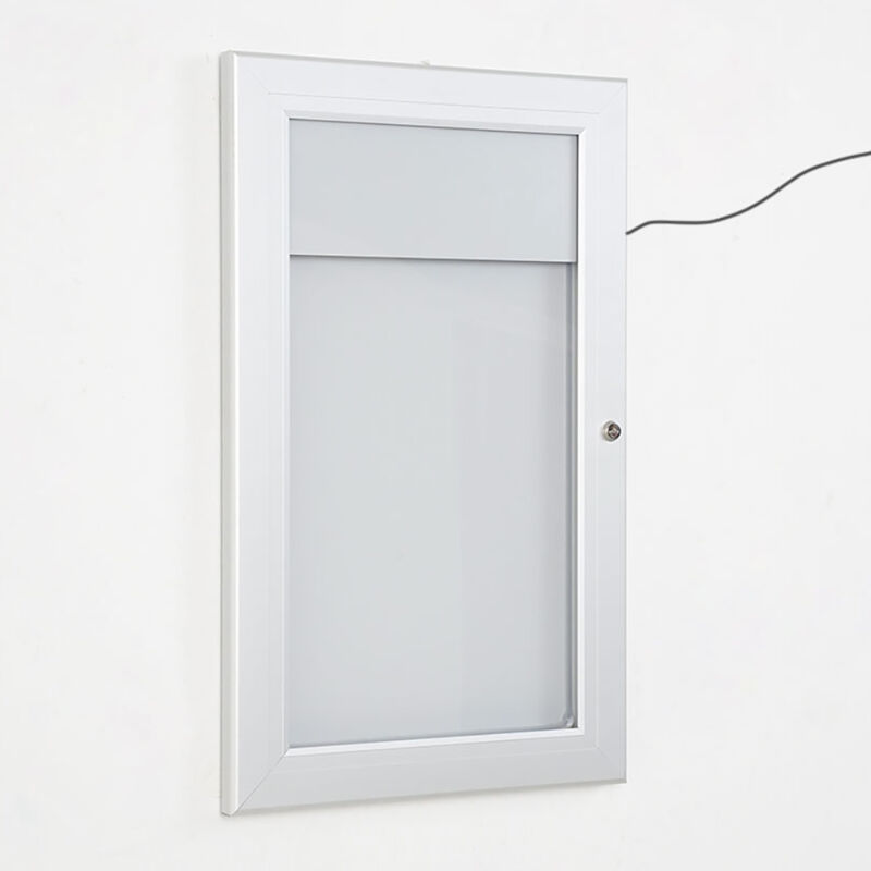 foto del prodotto bacheca con apertura a battente 30,1x48,7x2,3 cm in alluminio con led silver