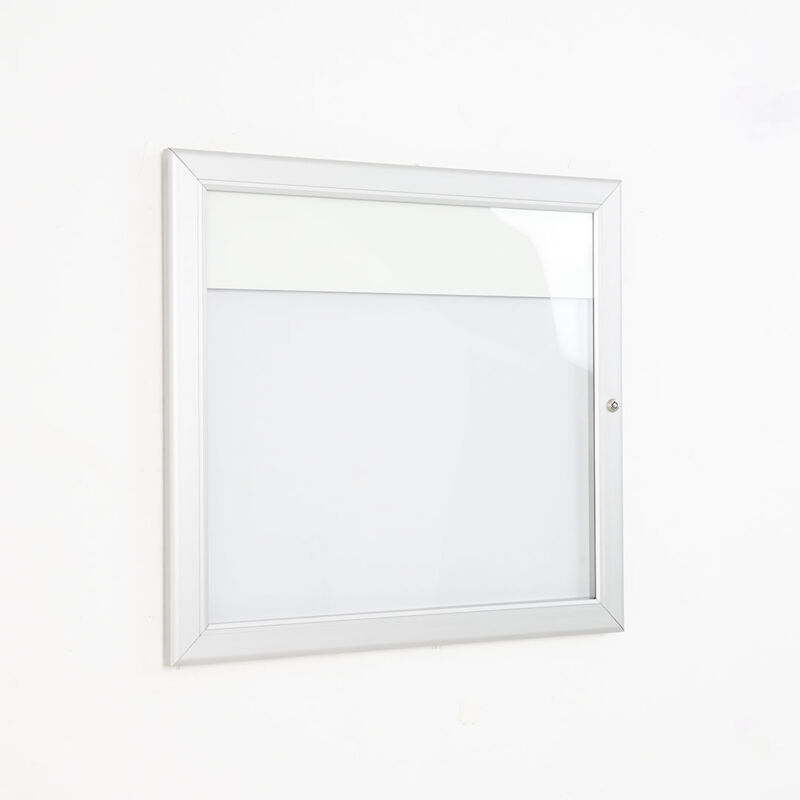foto del prodotto bacheca con apertura a battente 51,5x48,7x2,3 cm in alluminio con led silver