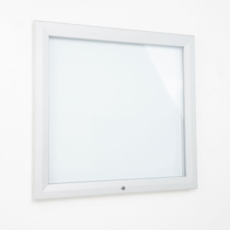 foto del prodotto bacheca da esterno con apertura a ribalta 102,5x106,7x4,7 cm in alluminio grigio chiaro