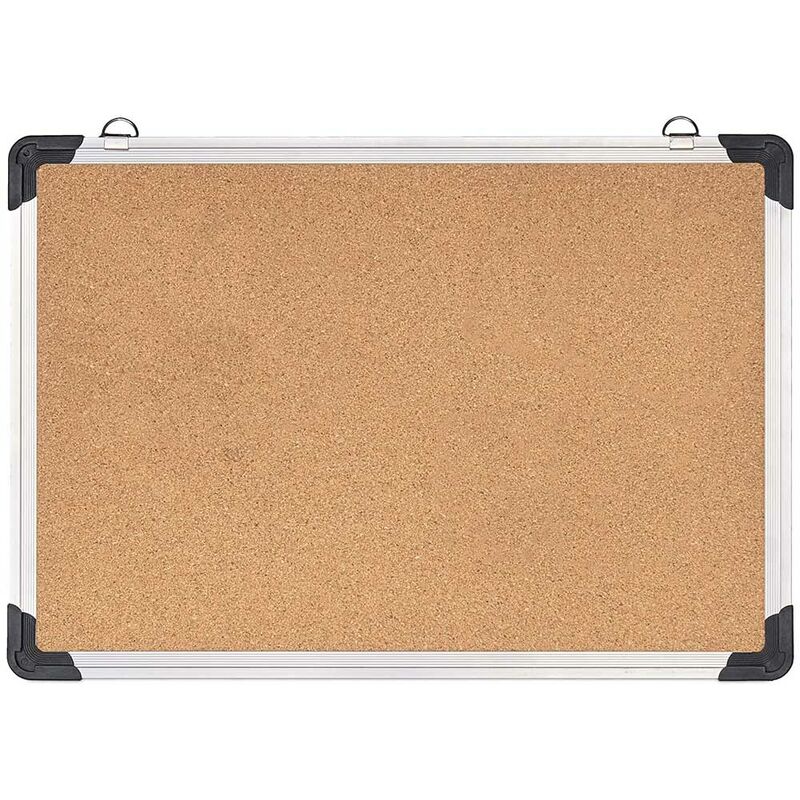foto del prodotto bacheca in sughero quadrata con cornice alluminio da parete 70x50x1.8 cm