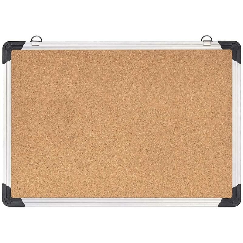 foto del prodotto bacheca in sughero quadrata con cornice alluminio da parete 90x60x1.8 cm