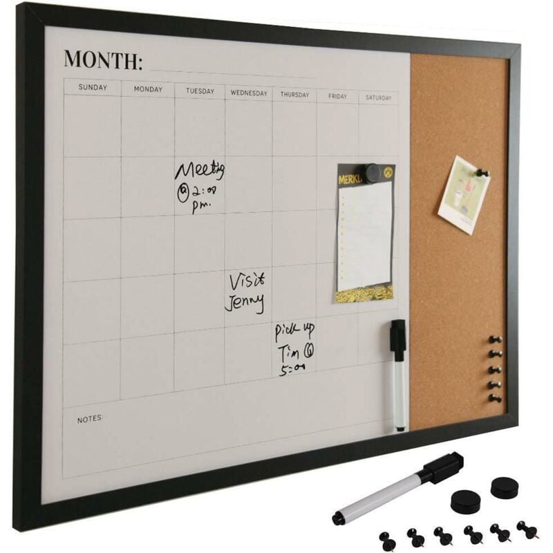 foto del prodotto bacheca memo lavagna magnetica bianca e sughero combinata 60x40cm casa ufficio