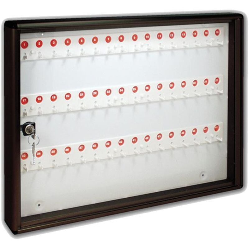 foto del prodotto bacheca portachiavi da parete in alluminio 30x5x14 cm porta chiavi da muro per casa interno o esterno protetto made in italy con 48 ganci numerati